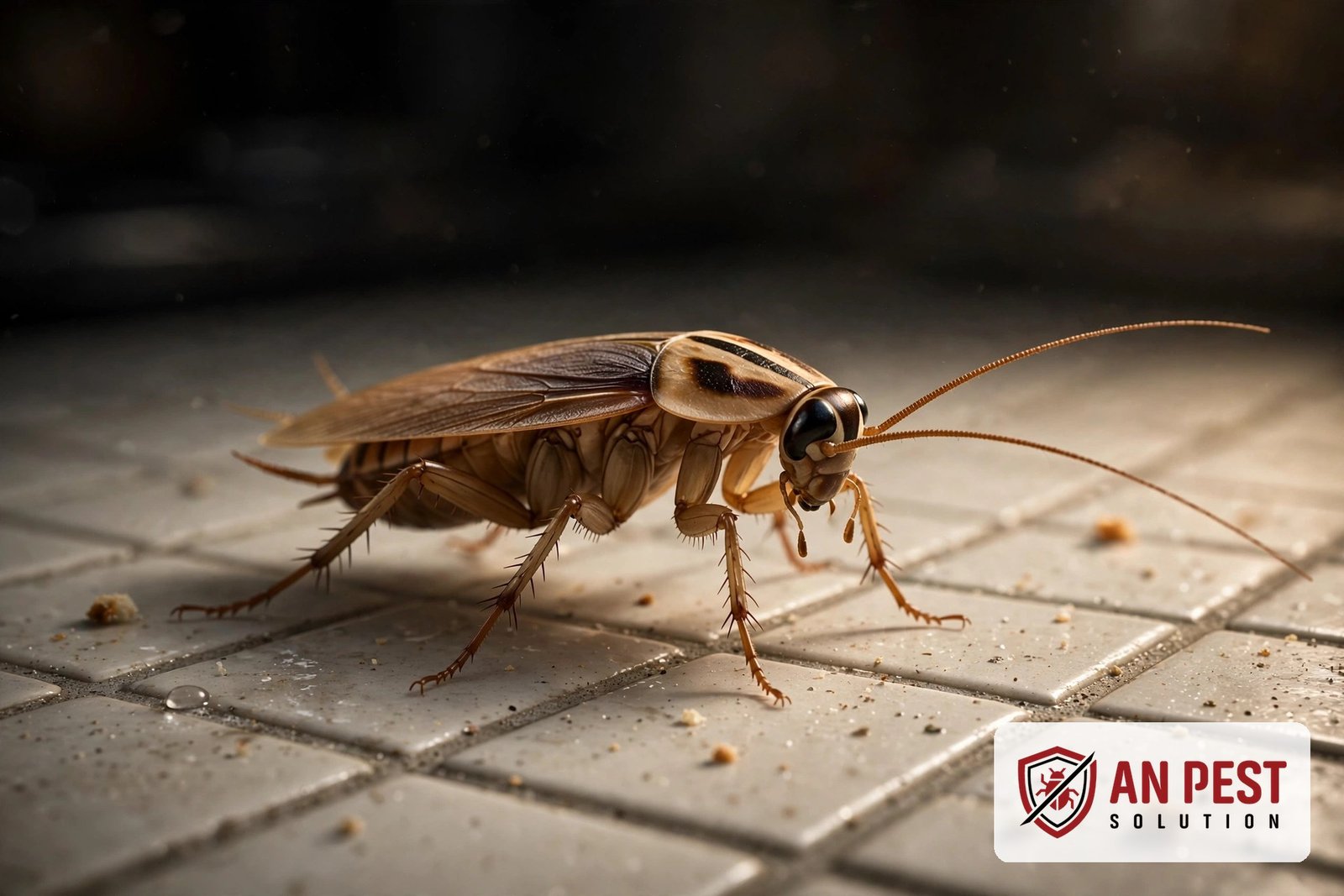 3D close-up illustration of a German cockroach