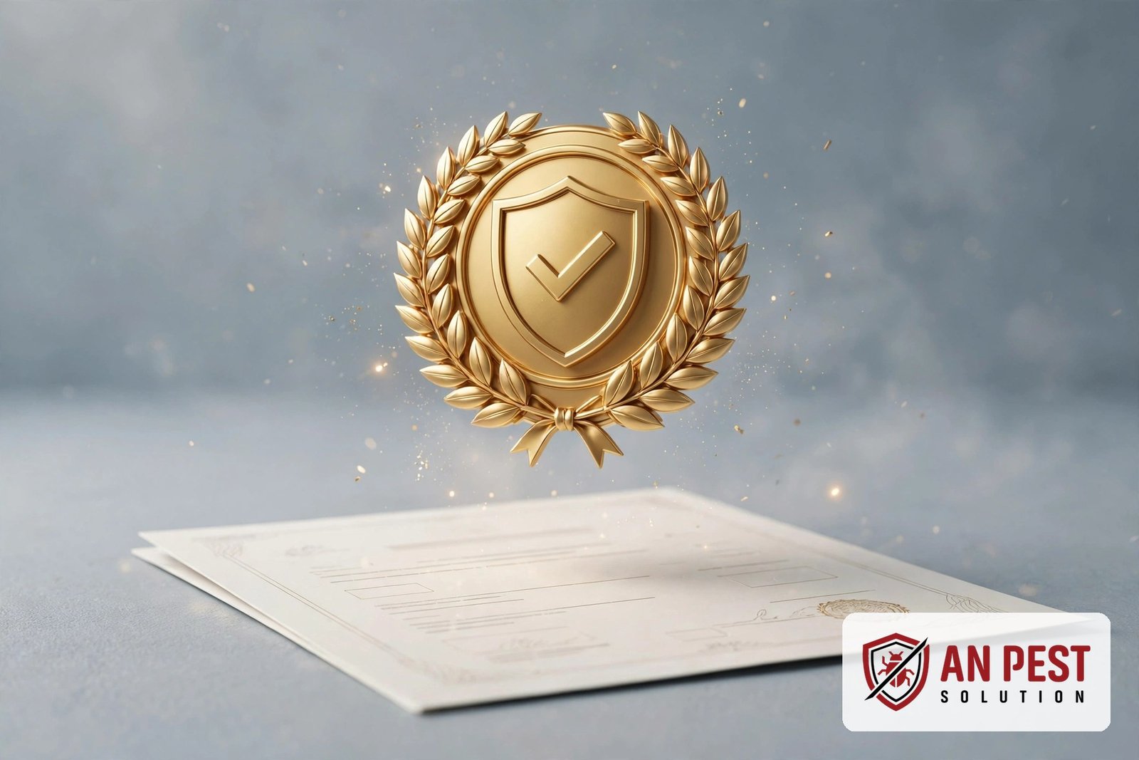 Licensed pest control company Dubai — certification badge illustration