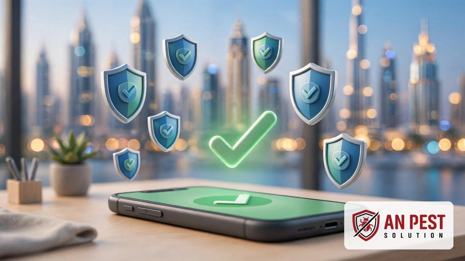 Licensed pest control company Dubai — verifying license on smartphone