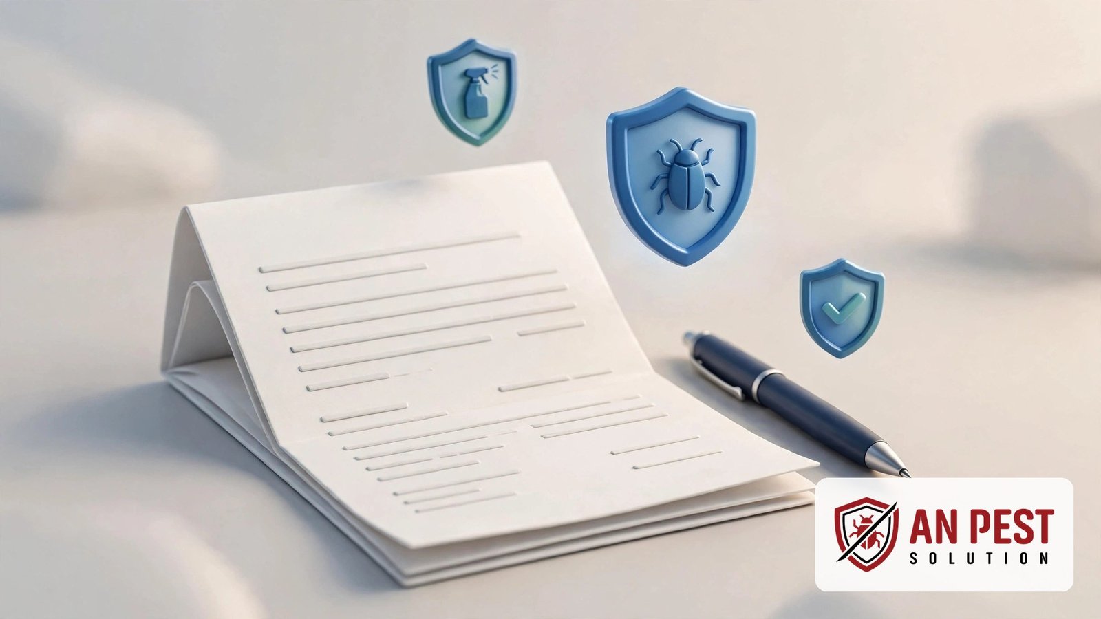 3D illustration of a tenancy contract with pest control responsibility