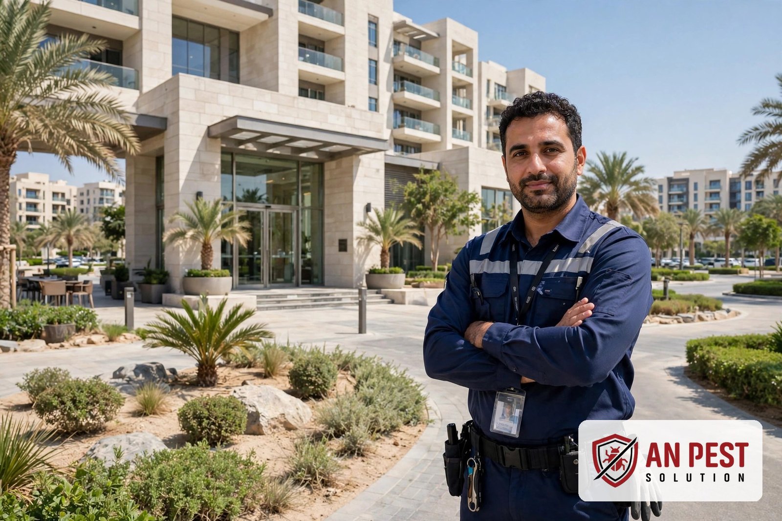 Licensed pest control company Dubai — technician outside a residence